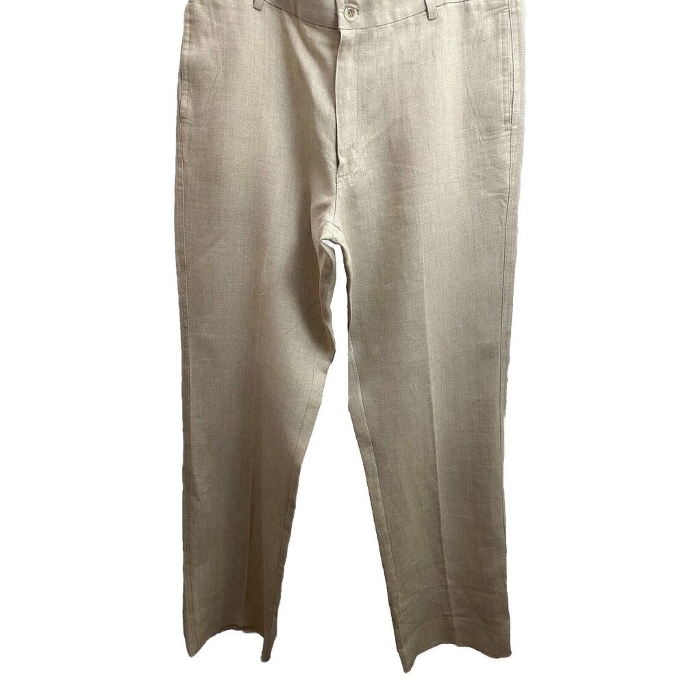 Island Importer Men's Khaki Linen Amalfi Beach Pants Size 36